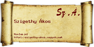 Szigethy Ákos névjegykártya